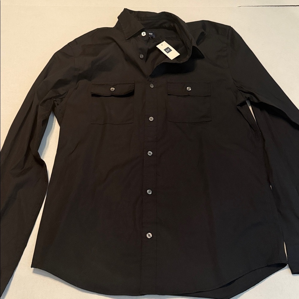 GAP Men's NEW Vintage 100% Cotton Black Button Down Long Sleeve Shirt Size M